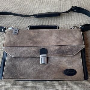 Stetson Taupe Brown Suede Men's Briefcase with Black Trim